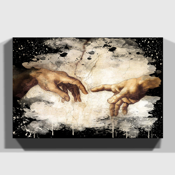 East Urban Home Leinwandbild Die Erschaffung Adams Ausschnitt Hände von